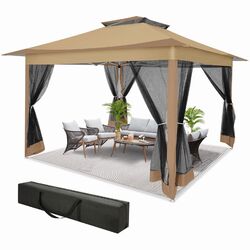 Pavillon 3,6x3,6m Faltpavillon Gartenzelt Wasserdicht UV-Schutz mit Moskitonetz