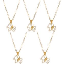  Set of 5 Einhorn-Halskette Statement Mit Anhänger Für Frauen Metallkette Charme