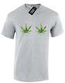 CANNABIS BRÜSTE HERREN T-SHIRT LUSTIG WITZ GRAS BLATT BH DROGEN STONED (FARBE)