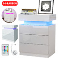 Nachttisch RGB LED Hochglanz Nachtschrank USB Beistellkommode mit 2/3 Schubladen