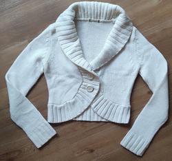 Strickjacke Grobstrick Jäckchen Bolero Jacke wollweiß creme weiß ca. Gr. S