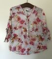 Bluse Tunika Damen Gr. M 40 Peace + Love Blumenmuster Krempelärmel Baumwolle