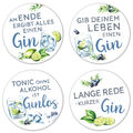 Interluxe LED Untersetzer RUND 4er Set - Gin *weiß* Sprüche