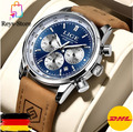 Luxus Herren Uhr Wasserdicht Chronograph Leuchtzeiger Armbanduhr Quarz Lige