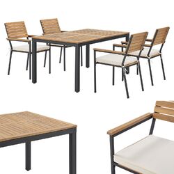 Gartenmöbel Balkonmöbel Set Tisch Stuhl Balkon Garten Holz Möbel Juskys® ✔ Akazienholz ✔ Für 4 Personen ✔ 5-teilig ✔ Kissen