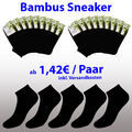 1-24 Socken Da.He. Sneaker schwarz Bambus Sommer weich ;35-38 39-42 43-46 47-50;