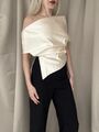 Zara Satin Top Oberteil Bluse XS 34 36 Creme asymmetrisch Off-Shoulder 8342/101 