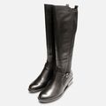 Designer Rund Tamaris Schwarz Leder Kniehoch Stiefel