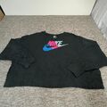 Nike Crop Top Hoodie Damen 2XL schwarz pink Nike Multi Logo Grafik Tanz Zumba G