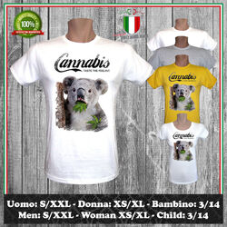 T-SHIRT CANNABIS KOALA GANJA PARODIA IDEA REGALO NATALE 2023 UOMO DONNA BAMBINO