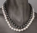 Schmuck Collier Silber 925 bicolor MK-Perle 10mm anthrazit-weiß 45cm X38