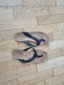 Esprit FlipFlops Gr.39 Schlappen Sandalen Flach Zehentrenner Schwarz Braun Schuh