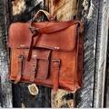 Braune Herren-Kuriertasche aus echtem Vintage-Leder Schultertasche Laptoptasche