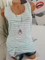 Shirt Top Tanktop Tom Tailor weiß gestreift Spitze Gr. 36/38 bis 40/42 (1 922) 