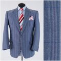 Herren Vintage gestreifter Blazer 42S UK Größe CREATIONF blau Mohair Sportmantel Jacke