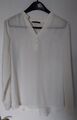 Esprit Bluse 40 creme weiss Tunika V- Ausschnitt langarm Damen klassisch Chiffon