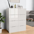 Kommode mit 8 Schubladen Sideboard Hochglanz Weiß Anrichte Schubladenschrank Neu