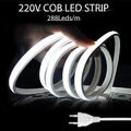 220V 230V COB LED Streifen Leiste Band Stripe Lichterkette Lichtschlauch Ein/Aus