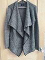 Zara Strick Coatigan Pullover Größe Small 8 10 schwarz cremefarben Wasserfall Cardigan gemütlich