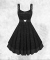 Neu schwarz Rose Spitze Gothic Fit 'n' Flare Kleid mit Herz Gürtel Gr. 5XL 26 28 30