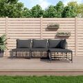 vidaXL 4-tlg. Garten-Lounge-Set mit Kissen Anthrazit Poly Rattan