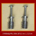 2 kleine Möbelgriffe, Schubladengriffe, rund, Metall, Griffe, 1,1 cm / L.2,2 cm