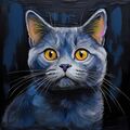 Poster Bild Kunstdruck Wandbild Leinwand Canvas 30x30 cm Katze Britisch Kurzhaar