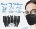 50x FFP2 Maske 4D Fisch Maske Mundschutz Masken Mundschutz CE Schwarz E9M0!