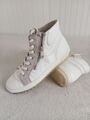  Damen leder Sneaker von Gabor Gr.38 Weiss Hoch Top Zutand