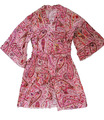 Sommer Kimono  Kaftan  Strandkleid leicht Viskose Paisley Rot Rosa Gr. 38 - 40 M