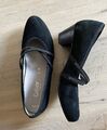 GABOR Damen Spangen Pumps Gr 6/39,5 Comfort Velour Leder Strass  Neuwertig