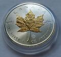 1 UNZE 999 SILBER - MAPLE LEAF 2023 - MIT GOLD - SILBERMÜNZE -SILBERBARREN