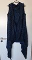 Strickjacke ärmellos Poncho Weste Zipfel Gr M L 38/ 40 Blau Ethno Hippie Schwarz