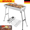 BBQ Holzkohlegrill Grill Klappgrill Camping Standgrill Tragbar Edelstahl