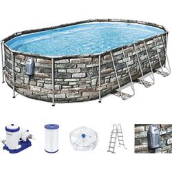 Bestway 56719 Power Steel Comfort Jet Series Frame Pool-Set mit Filterpumpe610 x 366 x 122 cm