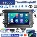 DAB+ 4+64GB Carplay Android 13 Autoradio Navi Für VW GOLF 5 6 Touran Polo Tiguan