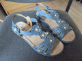 Sandalen, Marke Bama, Gr. 37, Farbe Blau mit weissen Perlen