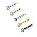 Nasenpiercing Nasenstecker Nasenring Rund mit Zirkonia Motiv I-Form 5 St / Set