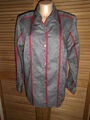 Bluse..MH-Modelle..Gr.44..Muster..Grau..Rot..Kragen..Langarm..Knöpfe..Schlitz