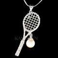 Big Tennisschläger mit Swarovski Kristall Perlen Kugel Schläger SPORTS Halskette