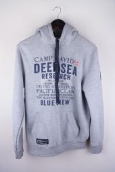 Camp David Herren Hoodie lässig grau Pullover Baumwollmischung Größe M