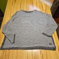 Squesto S'questo Shirt Langarm Damen Pulli Gr. 48 Jersey grau schwarz gestreift 