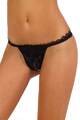 Sexy Damen Satin String-Tanga mit Ouvert und Perlen Schwarz 34/36/38 #UW273