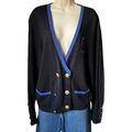 Vintage Basler Puff Schulter Relaxed Knopf Preppy Remis Schach Strick Cardigan UK8