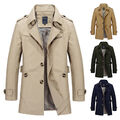 Herren Winter Warm Formal Trenchcoat Lange Jacke Smart Work Tops