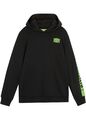 Neu Sweatshirt mit Kapuze Gr. 176/182 Schwarz Bedruckt Jungen Hoodie Langarm