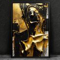 ✅ Wandbild, Abstrakte FRAU - Schwarz und Gold Acrylglas, Leinwand, Poster BILDER