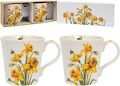 2 Narzissenbecher Geschenkbox Set Kaffeeliebhaber Fine China gelb Blumenliebhaber