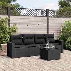  Gartenmöbel Sofa Garnitur Lounge Sitzgruppe 5-tlg. Schwarz Poly Rattan vidaXL