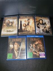 Der Herr der Ringe Trilogie - Teil 1 bis 3 + Der Hobbit 1-2 | DVD